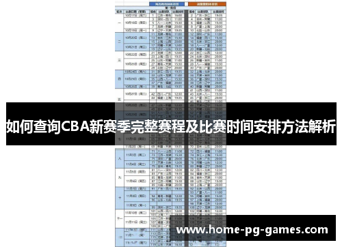 如何查询CBA新赛季完整赛程及比赛时间安排方法解析